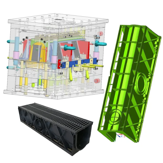 Stampo per grondaie di drenaggio in plastica per acque sotterranee Stampo per iniezione per grondaie di drenaggio lineare in HDPE