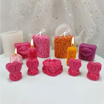 Stampi per sapone per candele in silicone 3D rosa per matrimonio di San Valentino